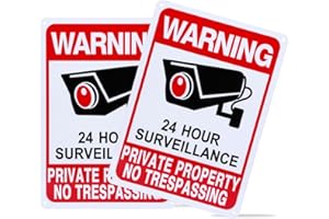 Qofaoye 2-Pack No Trespassing Signs Private Property, Video Surveillance Signs Outdoor – 2025 Version, 10 x 7 in UV Printed Fade-Resistant Rust-Free Aluminum – Ideal for Home, Business, Driveway, CCTV