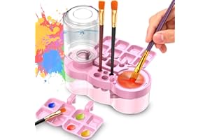 BOAN 2025 Upgraded Paint Brush Cleaner Tool – All-in-One Paint Brush Washer, Rinse Cup, Holder, and Palette for Artists Beginners | Ideal Art Supplies for Watercolor & Acrylic Painting(Pink)