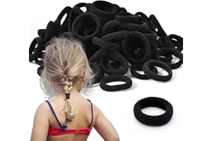 Ondaring 100pcs Baby Hair Ties, Black Elastic Hair Bands Seamless Toddler Kids Hair Accessories, Mini Ponytail Holders for Gi