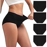 INNERSY Women's Cotton Underwear High Waist Ladies Briefs Full Coverage Panties 4-Pack