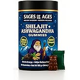 Sages Of The Ages Pure Himalayan Shilajit Gummies – 3000 mg with KSM-66 Ashwagandha, Ginseng & Mucuna Pruriens – 78% Fulvic Acid & 85 Trace Minerals – Energy, Stamina & Wellness Support – 60 Gummies