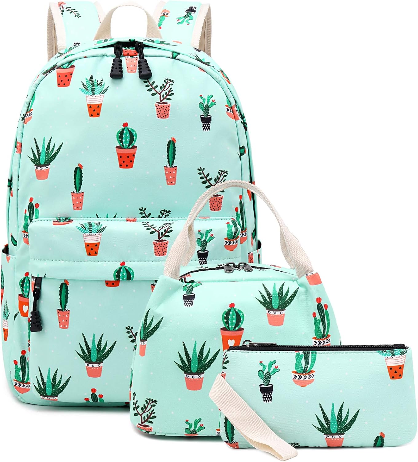 Nopersonality School Backpacks for Boys Girls Cute Cactus Alpaca Animal Print School Bag Elementary Student Children Bookbags 15.6 Inch