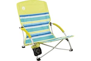 Coleman Utopia Breeze Lightweight Beach Chair with Cup Holder, Comfortable Portable Outdoor Chair with Carry Bag, Supports up to 250lbs, Great for Beach & Yard