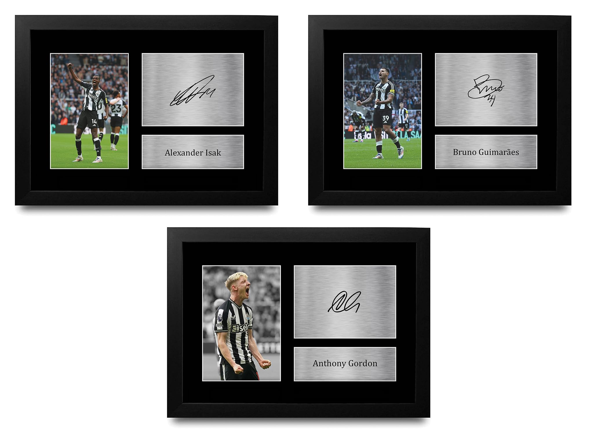 HWC Trading Isak, Gordon & Guimaraes Magpies Gifts Printed Signed Autograph Pictures for Football Fans and Supporters - A4 Framed