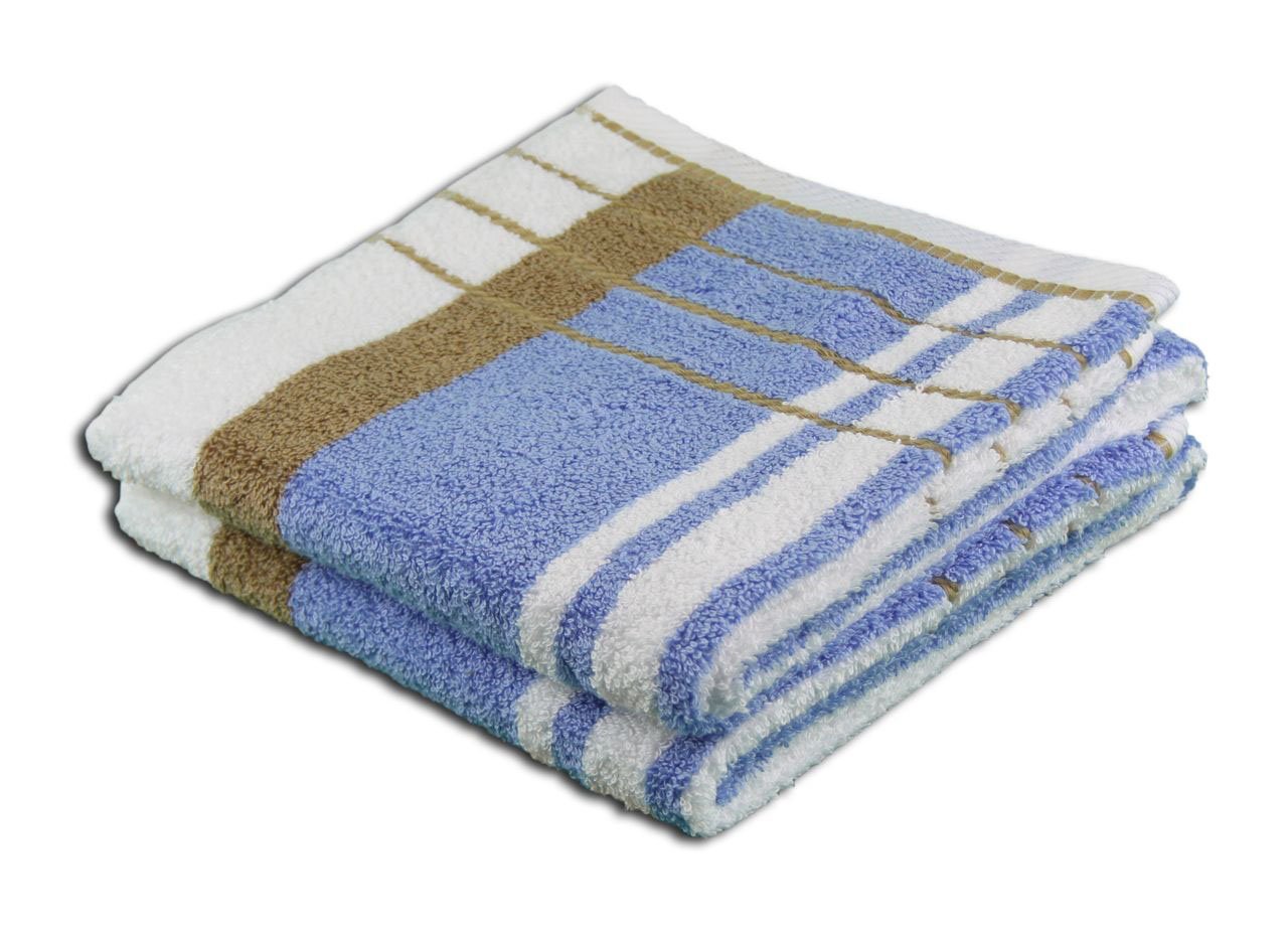 Gözze - Beach Towel, Set of 2, 100% Cotton, Berlin, Striped, 50 x 100 cm - Beige/Blue