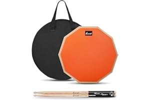 Sovvid 12 Inches Drum Pad and 5A Drum Sticks, Double Sided Snare Drum Practice Pad for Drummers, Silent Practice Drum Pad for Adults and Kids with Storage Bag - Orange
