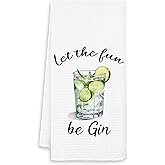 OSLYSOF Gin and Tonic Gifts Kitchen Towels, Gifts for Gin Drinkers Cocktail Lovers, Bar Towels for Bartender, Let The Fun Be-Gin Decorative Dish Towel Drying Cloth for Kitchen Bar Cart, 16x24 Inch