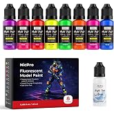 Nicpro 8 Colors Fluorescent Model Paint Set, 20ml Ready to Use | Neon Modeling Acrylic Paints, Brush &amp; Airbrush Compatible Miniature Paint for Fantasy, Sci-Fi, Wargaming Figure with Thinner