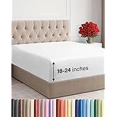 Extra Deep King Fitted Sheet - Hotel Luxury Single Fitted Sheet Only - Easily Fits 18 inch to 24 inch Mattress - Ultra Soft, Wrinkle Free w/Extra Deep Pockets - Easy-Care, Breathable & Comfy - White