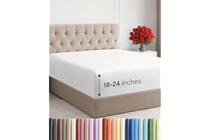 Extra Deep Pocket Fitted Sheet - Single Fitted Sheet Only - Extra Deep Pockets King Size Sheets - Fits 18 In to 24 In Mattres