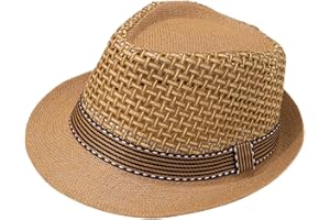 Straw Panama Fedora Hat Jazz Hat for Men Women Sun Hat Short Brim Summer Beach Hat Foldable Travel