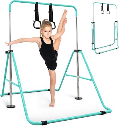 KAYMAN Gymnastics Bar with Rings Adjustable Height 89 99 109 119 129cm