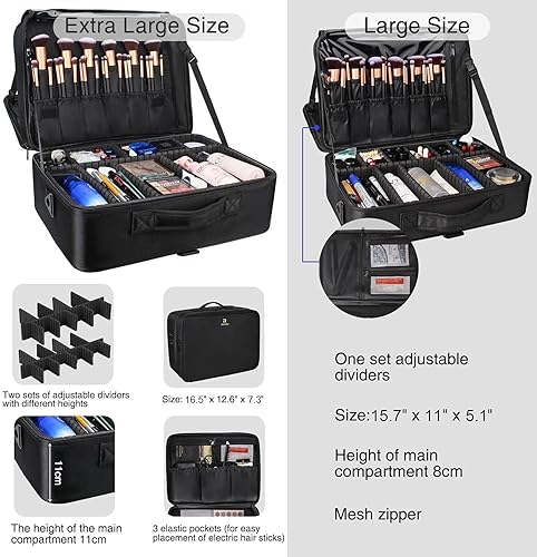 Relavel Extra Large Makeup Case Travel Makeup Train Case