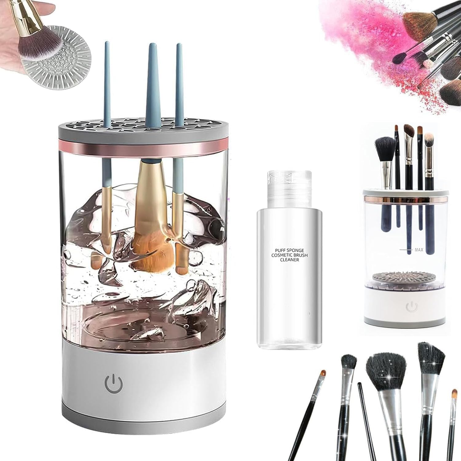 Electric Makeup Brush Cleaner, Cosmetic Brush Cleaner Portable Automatic Cleaning Tool Fit For All Size Makeup Brush