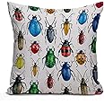 Nphuriy Beetles Pillow Cover,Decorative Throw Pillow Beetle Watercolor Hexapod Bug Pillow Cases Cotton Linen Outdoor Indoor Square Cushion Covers for Home Sofa Couch 16x16 inch Colorful