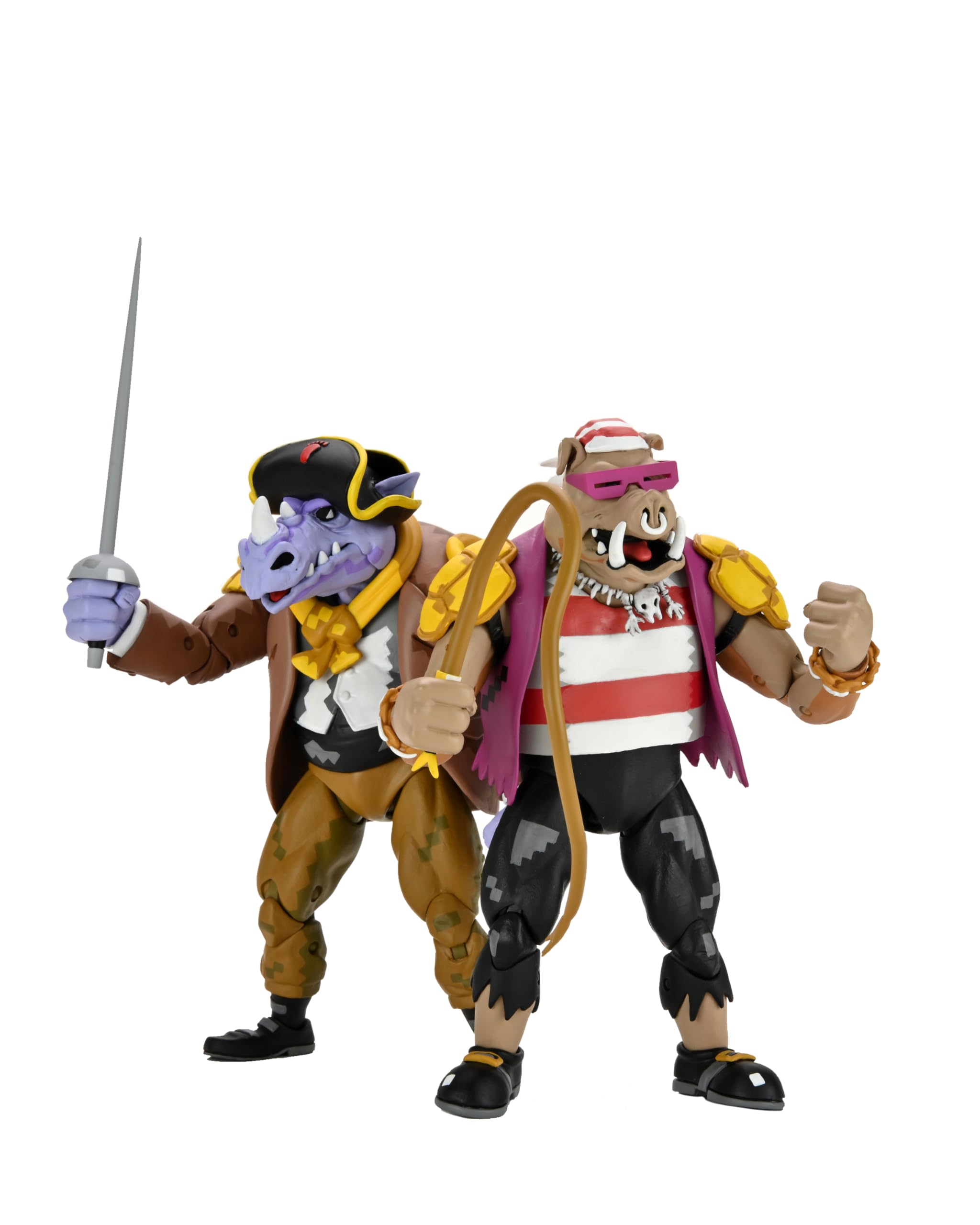 NECA Official- TMNT Turtles In Time Pirate Bebop & Rocksteady Ultimate 7" Action Figure 2 Pack