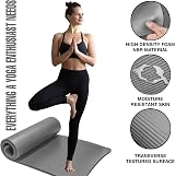 Lions Yoga Mat 10mm Thick NBR Non-Slip with Carry Strap Grey Silver view 2