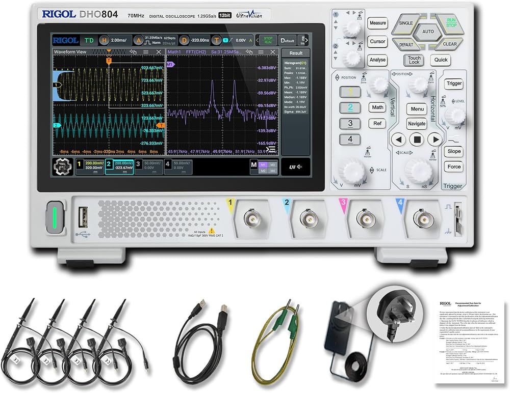 RIGOL DHO804 Portable Oscilloscope 70 MHz 4 Channels 12-Bit Resolution