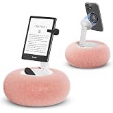 SupeDesk Magnetic Phone Pillow Stand, Phone Holder for Bed,Lap,Desk, Cozy Pillow Stand with Snack Bowl and 2 Magnetic Rings, Compatible with 3.5-7" iPhone,E-Reader, Kindle, Pink