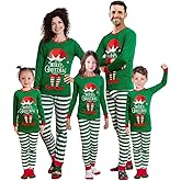 WENSIVIA Family Matching Pajamas Sets Merry Christmas ELF Print Xmas Holiday Sleepwear Outfits Pjs