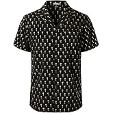 ZEROYAA Men Stylish Print Cuban Shirt Short Sleeve Button Down Relaxed Fit Shirts Beach Hawaiian Vacation Tops