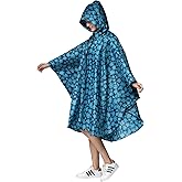 Womens Rain Poncho Stylish Polyester Waterproof Raincoat Free Size with Hood Zipper