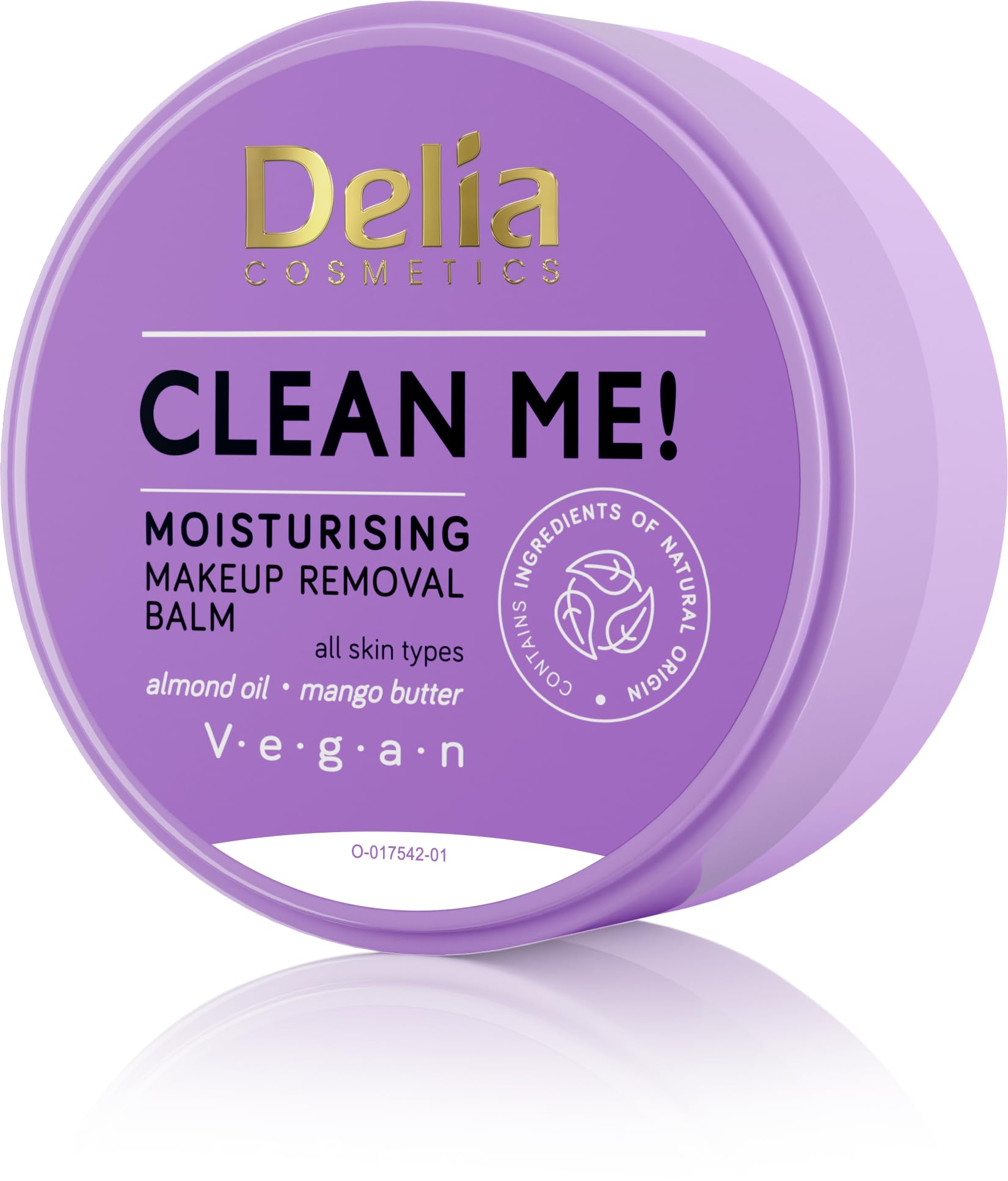 Delia Cosmetics - Clean Me - Face and Eye Makeup Removal Balm - All Skin Types - Almond Oil, Cocoa Butter, Mango Butter - Cleans, Removes Make-up, Moisturizes - Vegan Cosmetic - 40g