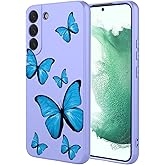 KOARWVC Phone Case for Galaxy S21 FE Case, Samsung S21 fe SM-G990U Case Cute Butterfly Pattern Protective Soft TPU Phone Cover for Samsung Galaxy S21 FE Purple Butterfly