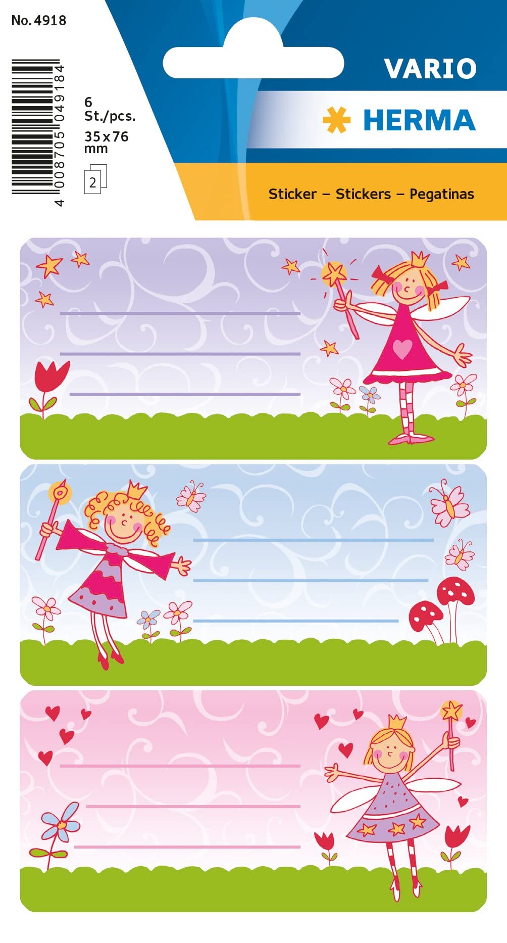 HERMA 4918 "Princess" Book Labels Self-Adhesive School Labels for Children, Girls and Boys, 6 School Labels