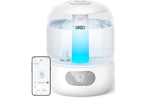 DREO Humidifiers for Bedroom, Cool Mist Ultrasonic Humidifier with 26dB Quiet & RGB Lighting, Top Fill 3L Tank, Easy Clean, 3