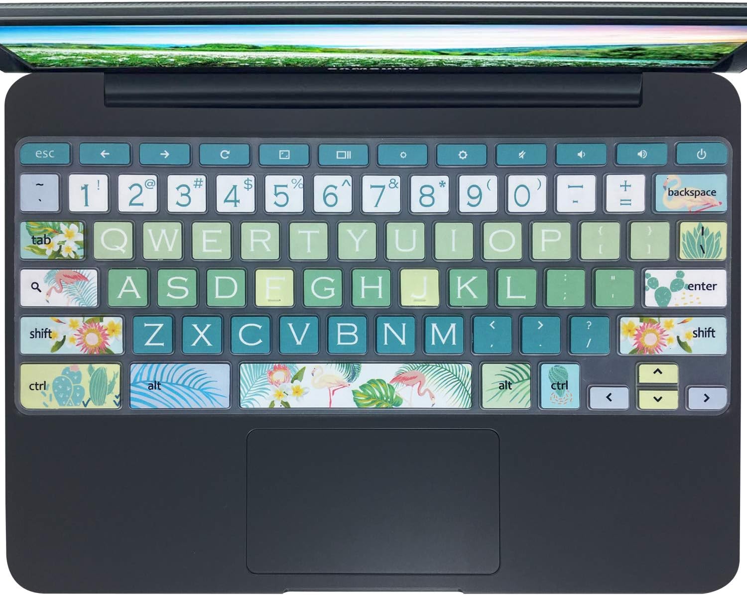 SANFORIN Silicone Keyboard Cover Skin for Samsung Chromebook 4 XE310XBA 11.6 inch/Chromebook 3 XE500C13 XE501C13/Chromebook 2 XE500C12/Chromebook Plus V2 2-in-1 XE520QAB 12.2'', Flamingo