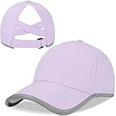 Girls Criss Cross Ponytail Baseball Cap Reflective Quick Dry Hat Kids Cooling Mesh Outdoor Sports Hat for Age 3-12