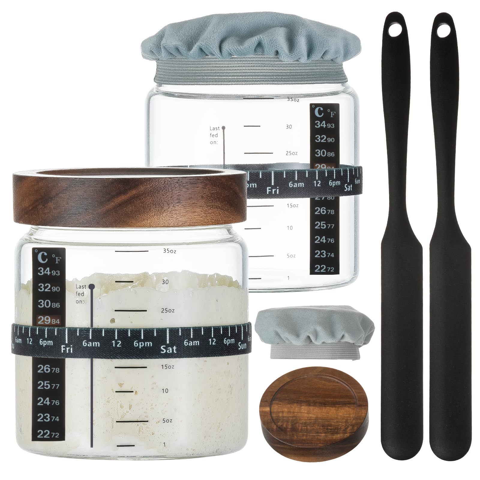 Wissy Konny Sourdough Starter Jar 2Pack 35OZ With Ounce Scale Line Date Wissy konny sourdough starter jar 2pack 35oz with ounce scale line date