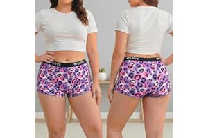 Women's Underwear Boxer Briefs Soft Moisture Wicking Lightweight Leopard Printed Mid Rise Boxer Briefs