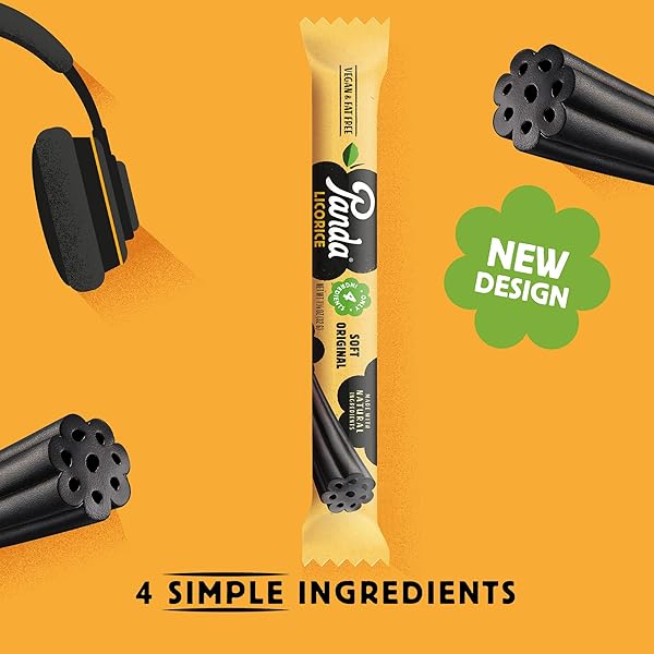 PANDA ® | NATURAL SOFT ORIGINAL LICORICE | PURE PANDA BLACK LICORICE CANDY MADE WITH ONLY FOUR NATURAL INGREDIENTS | NON-GMO PROJECT VERIFIED | VEGAN & FAT FREE | 32 GR – 1,125 OZ X 20 BARS PACK