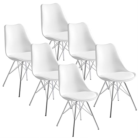 WOLTU® 6 x Esszimmerstühle 6er Set Esszimmerstuhl Küchenstuhl Polsterstuhl Design Stuhl mit Sitzfläche aus Kunstleder, Gestel
