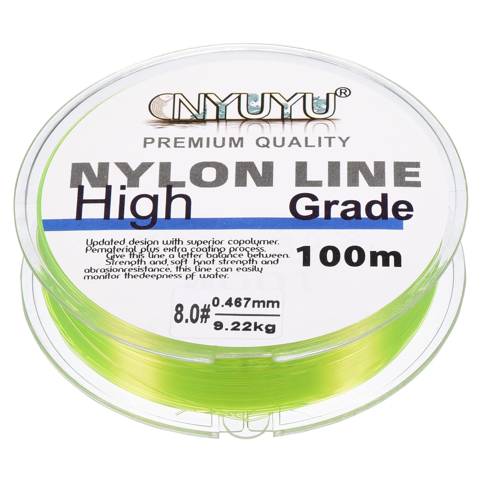 PATIKIL 109Yard/328FT Nylon Fishing Line, 20Lb Monofilament String Wire Fluorocarbon Coated for DIY Craft Hanging Decoration, Light Yellow