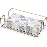 Sumnacon Napkin Holder,Glass Napkin Holder Table,Stylish Guest Towel Holder for Hand Towel Napkin,Rectangle Napkin Basket for Bathroom Toilet Kitchen Dining Table Counter,Gold