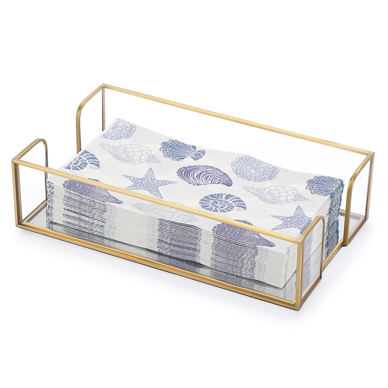 Photo 1 of Sumnacon Napkin Holder,Glass Napkin Holder Table,Stylish Guest Towel Holder for Hand Towel Napkin,Rectangle Napkin Basket for Bathroom Toilet Kitchen Dining Table Counter,Gold
