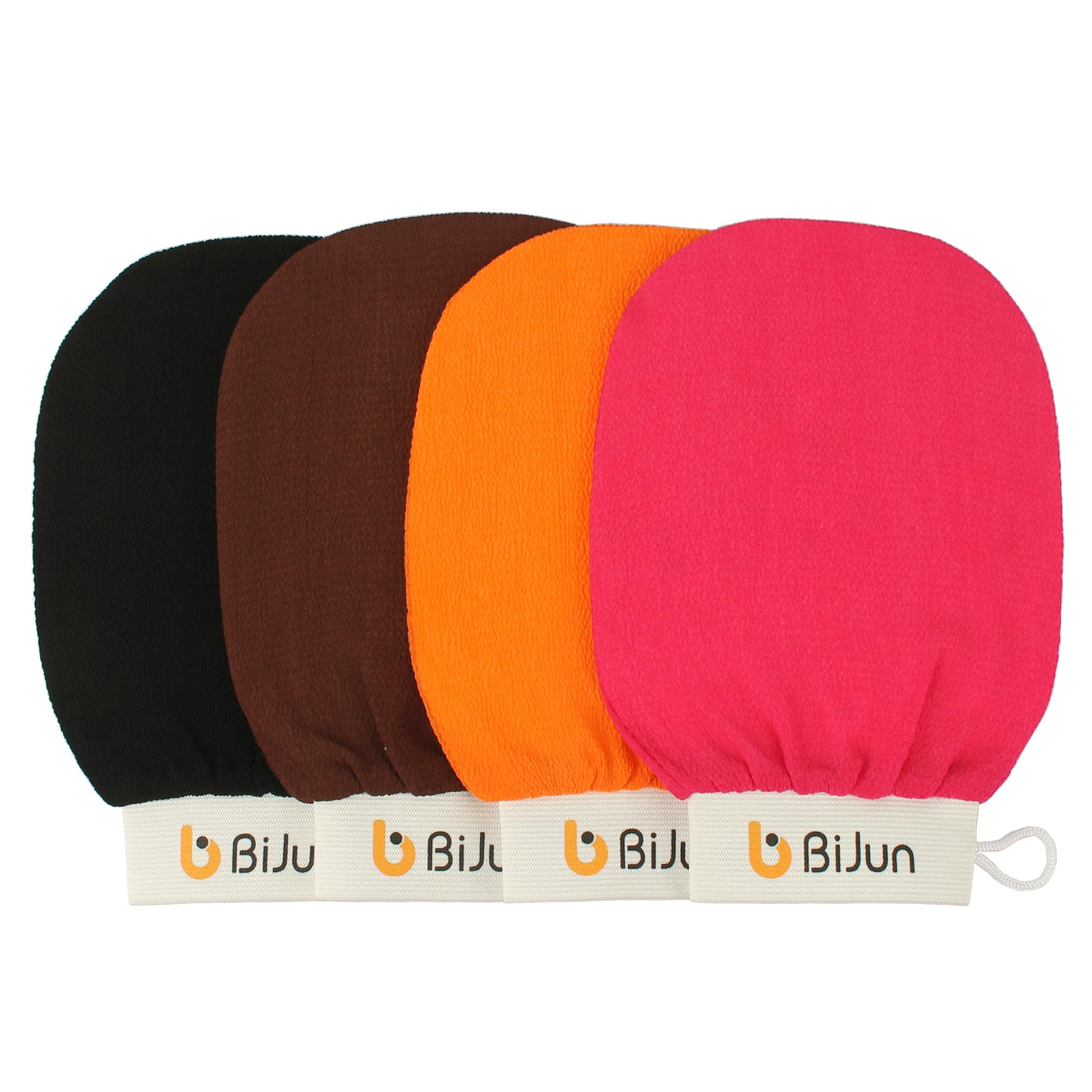 BiJun Exfoliating Glove, Moroccan Kessa Scrub Exfoliating Gloves,Deep Exfoliating Mitt Body Scrub,Premium Scrub Wash Mitt Body Skincare at Home Shower,Exfoliating Mitts for Dead Skin Remover (4 pack)