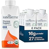 KATE FARMS Organic 1.2 Glucose Support Shake, Vanilla, 16g Protein, 27 Vitamins and Minerals, Meal Replacement, 8.45 oz (6 Pack)