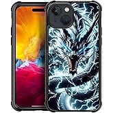 Zeggi for iPhone 15 Case 6.1-inch with Lightning Dragon Four Corner Airbag Protection Design Soft Silicone Frame Personalized Pattern Case Compatible with iPhone 15 for Men