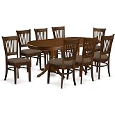 East West Furniture VANC9-ESP-C 9 Piece Modern Dining Table Set Includes an Oval Wooden Table with Butterfly Leaf and 8 Linen Fabric Upholstered Dining Chairs, 40x76 Inch, Espresso