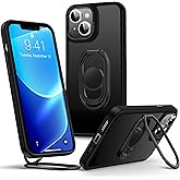 Shields Up for iPhone 13 Case with Stand, Phone Case with Double Ring Holder [Adjustable & Foldable] Protective Translucent Matte Cover for iPhone 13 6.1 inch - Frosted Black