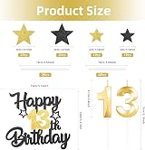 mciskin Black Gold 80th Birthday Candles & Star Toppers Set 9pc view 2