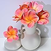 FaFaVila Birthday Gifts for Women 10pcs Pink Orange Flowers PU Real Touch Flowers Hawaiian Plumeria Frangipani Artificial Flowers for DIY Birthday Gifts Wedding Gifts Home Decor Table Centerpiece