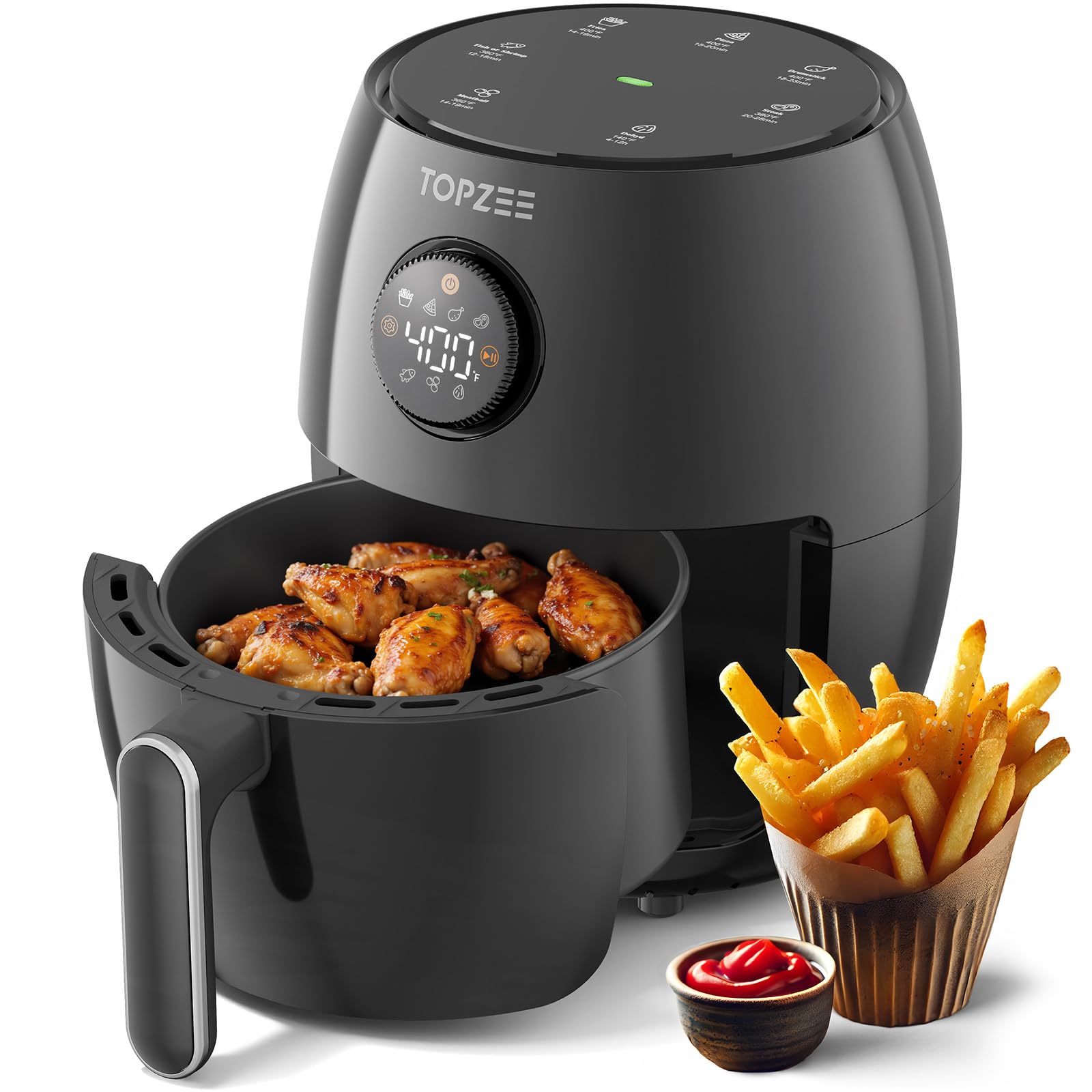 Photo 1 of Small Compact Air Fryer, 2.1QT, 4-in-1 Small Mini Airfryer, Bake, Roast, Reheat, 98% Less Oil, Adjustable Temperature Control w/ 60min Timer, Quiet, Nonstick & Dishwasher Safe Basket, BPA-Free, Black