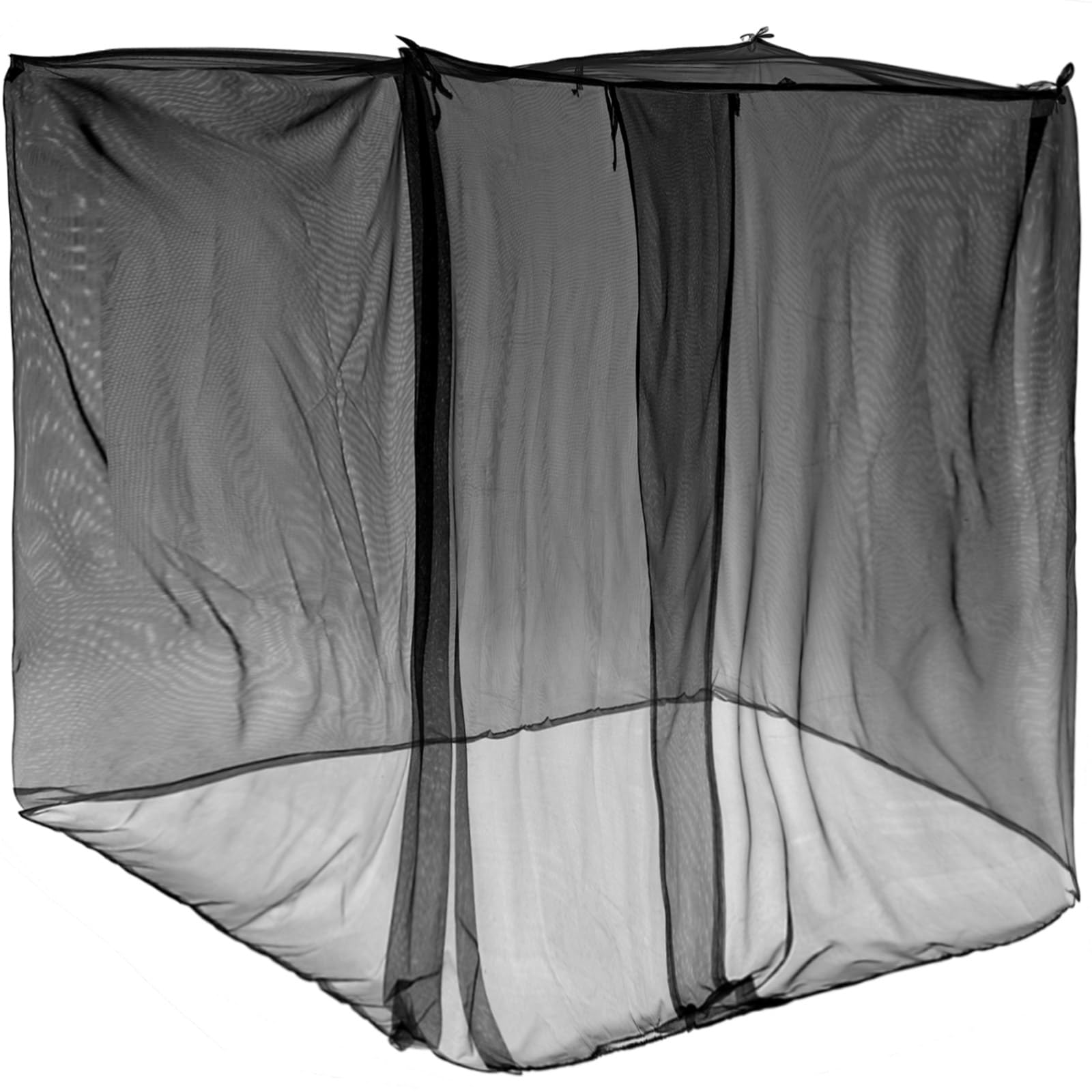 Mindsoft 4 Corners Mosquito Net for Mosquiteros para Camas Bed Canopies Netting Bed Drapes Rectangular Mosquito Mesh for Camping Home Outdoor Travel(Black,L79 X W71 X H67 Inch,1 Opening)