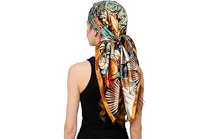 RIIQIICHY Head Scarf for Women Like Silk Satin Scarf for Hair Wrapping at Night Bandana Square Scarf for Sleeping 35 Inch