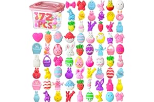 UUSYCUN 72PCS Easter Mochi Squishy Toys for Egg Fillers, Easter Animal Squishies for Easter Basket Suffers, Mochis Squishy Fidget Toys for Kids, Toddlers, Teens, Gifts, Goodie Bags, Classroom Prizes